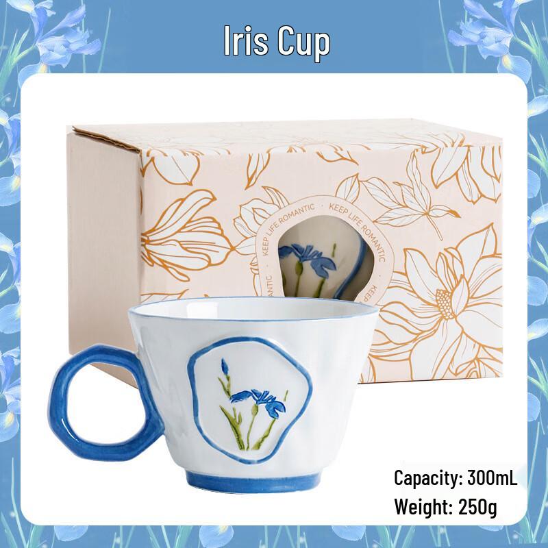 Vintage Embossed Hand-painted Ceramic Mug