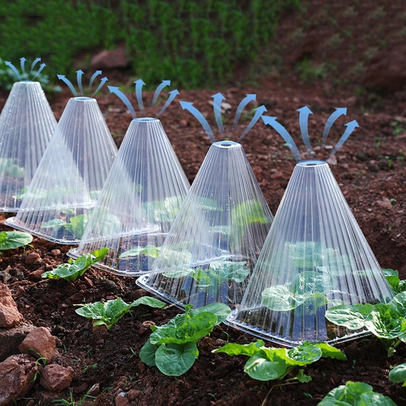 Conical Plant Seedling Protective Plastic Plant Cone Cover Reusable Nursery Seedling Planting Tent Anti-Bird Pest Snail Prevents