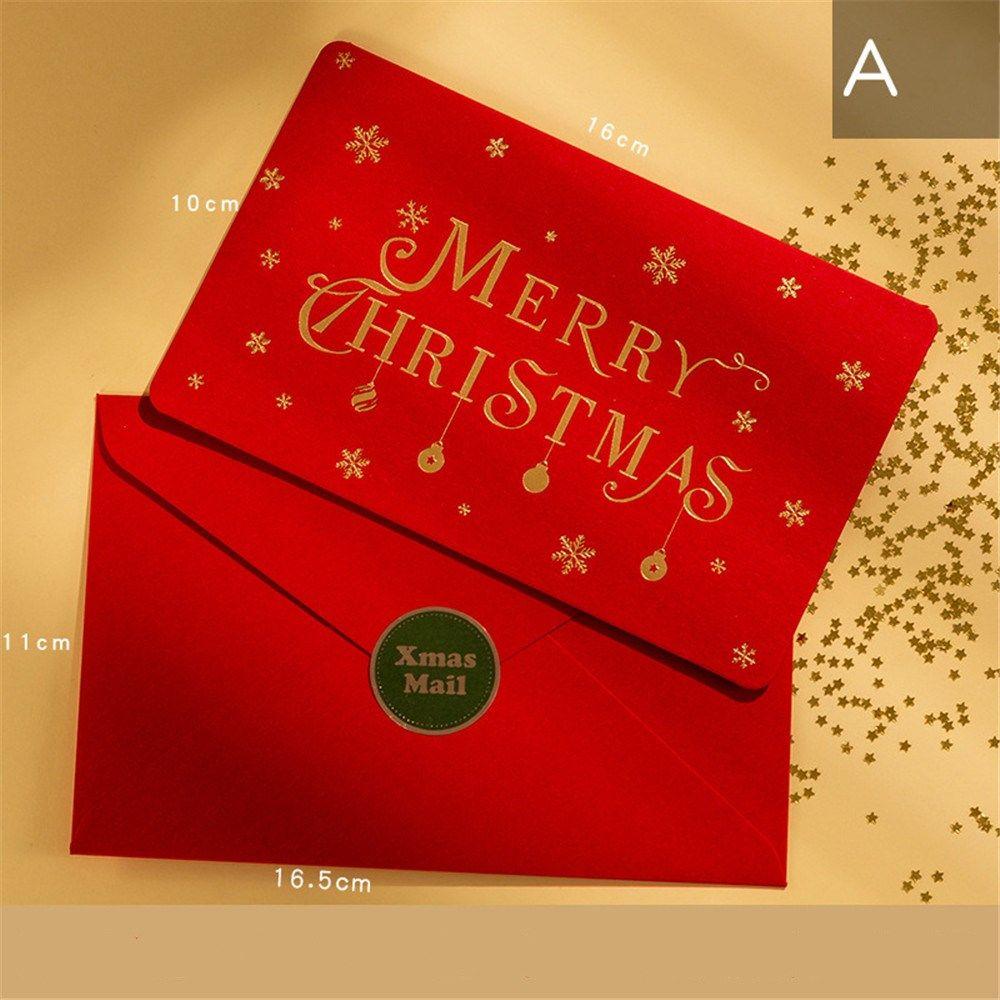 Card Cards with Envelopes Stickers Christmas Greeting Card Blessing Merry Christmas Bronzing