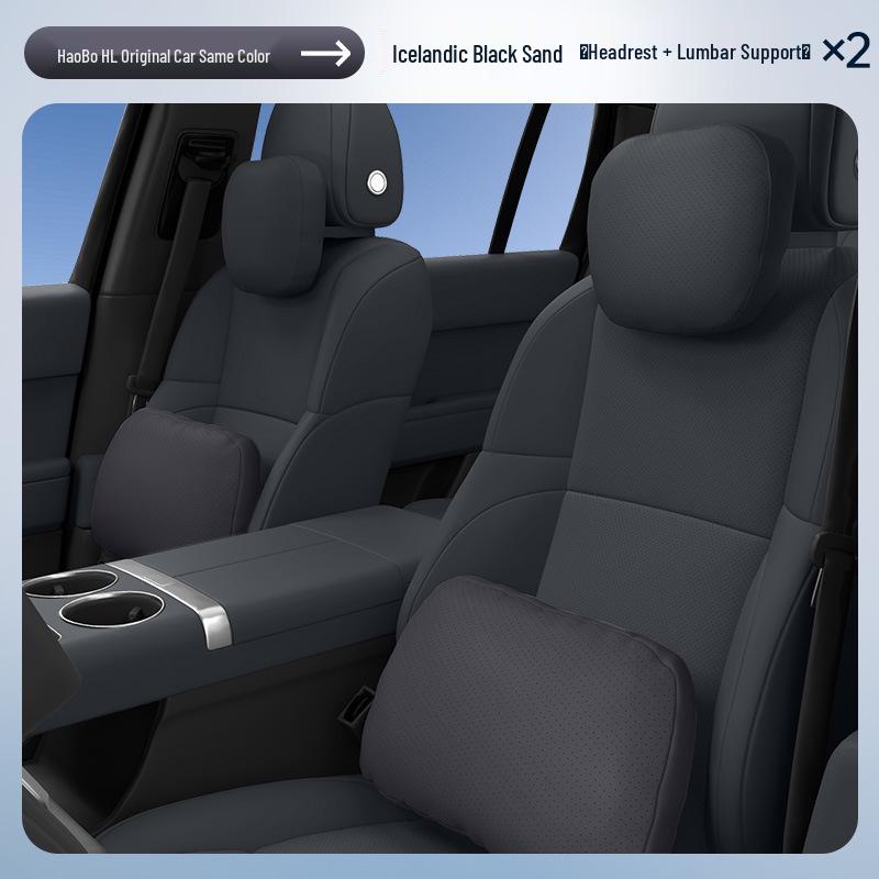 Essential Car Interior Set: Haobo HL Headrest, Lumbar Support, Neck & Waist Protection.