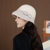 New Woolen Top Hat Bucket Hat Women's Retro Bow Fisherman Hat Autumn and Winter Elegant Basin Hat