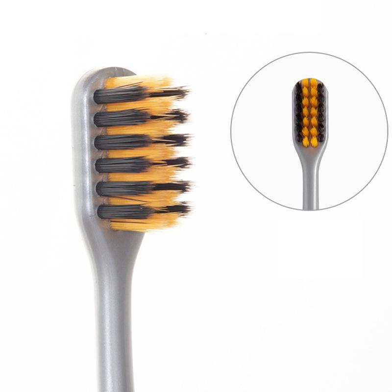 2 Pièces Brosses à Dents au Charbon de Bambou Nettoyage à Soies Douces Ultra-Fines, Ensemble Familial Couple Adulte Set de Brosses à Dents à Soies Fines