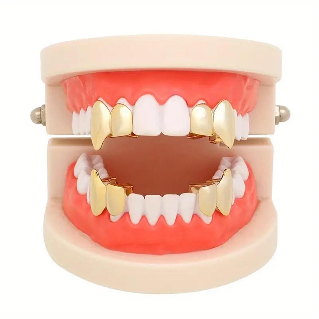 Vampire Fangs & Tiger Teeth: Hip Hop Gold & Silver Braces for Halloween