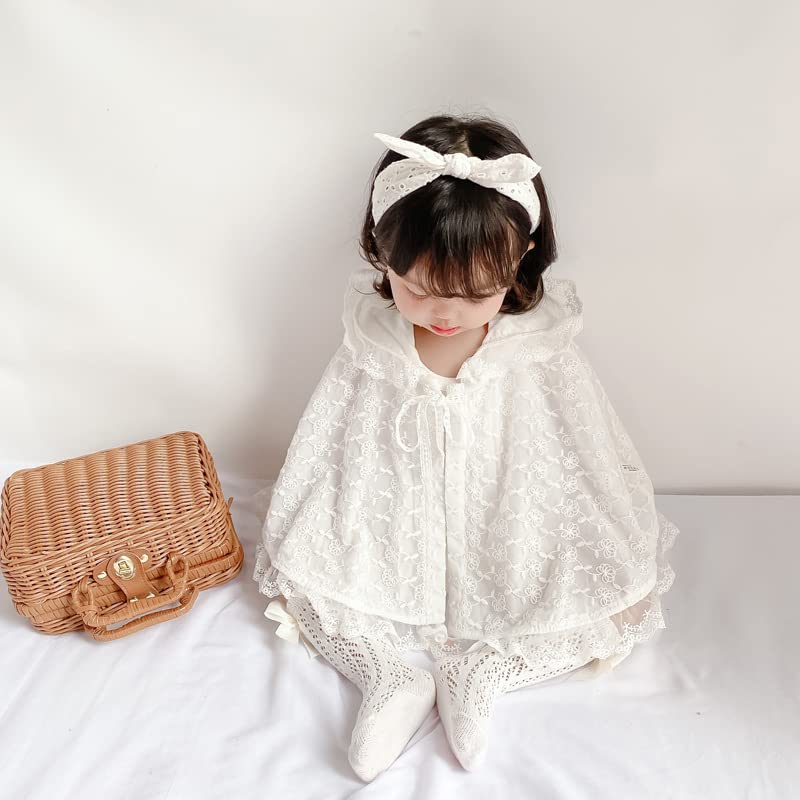SLINX Baby Poncho with Princess White Floral for Outing Cold UV Outerwear Hood, Coat, All-Lace, Print, Children's Cloak/Cape Girls, Cloak, Protection,