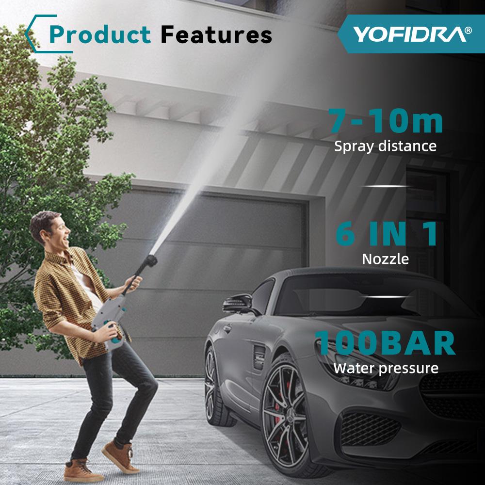 Yofidra 100BAR Elektrischer Hochdruckreiniger mit faltbarem 15L Tank Autowaschen Garten Wasserspritzpistole Für Makita 18V Akku Pin