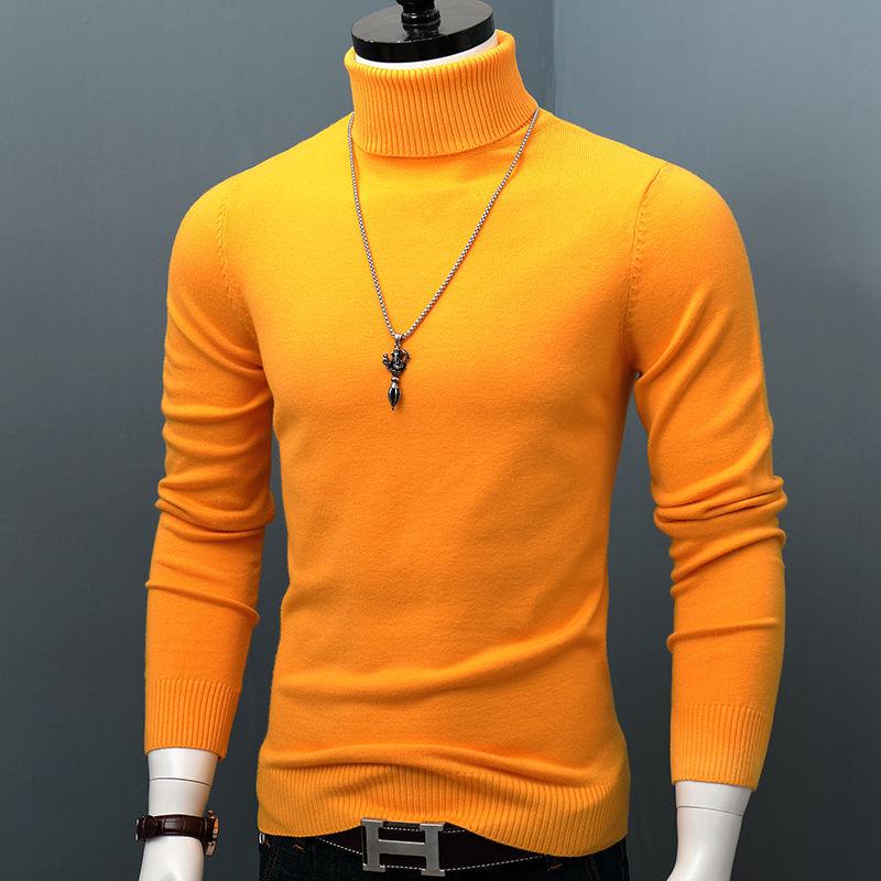 Men's Korean Style Turtleneck Knitted Sweater: Autumn/Winter Thick, Trendy, Plus Size Loose Pullover.