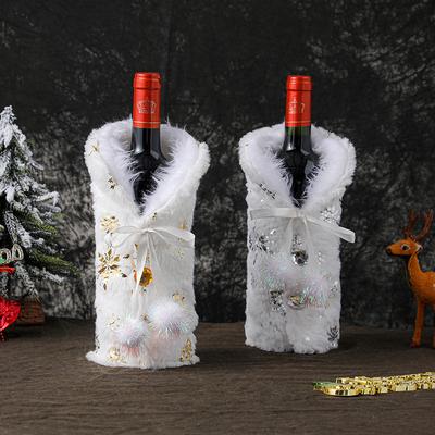Weiße Weihnachten Rotwein Flaschenhüllen Tasche Plüschstoffe Feiertag Weihnachtsmann Champagnerflaschenhülle Weihnachtsdekorationen Für Ho