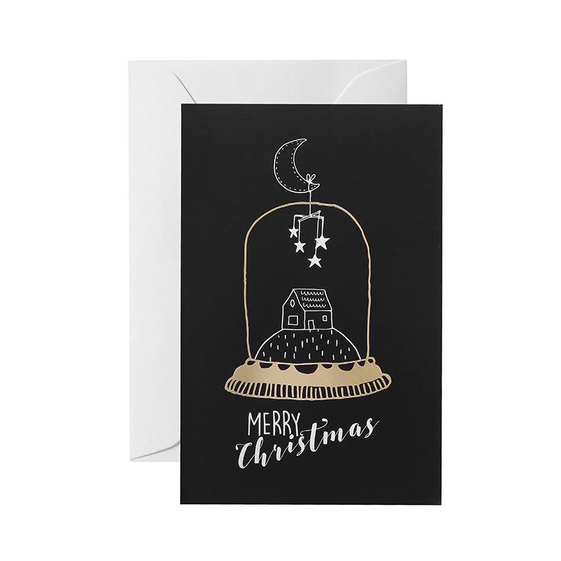 Muguang Black Exquisite Hot Stamping Creative Christmas Thank You Greeting Card with Envelope
