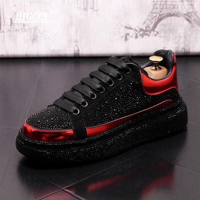 Sapatos de Esponja Moda masculinos novos versáteis Botas cadarço sola grossa sapatos moda personalidade strass b2