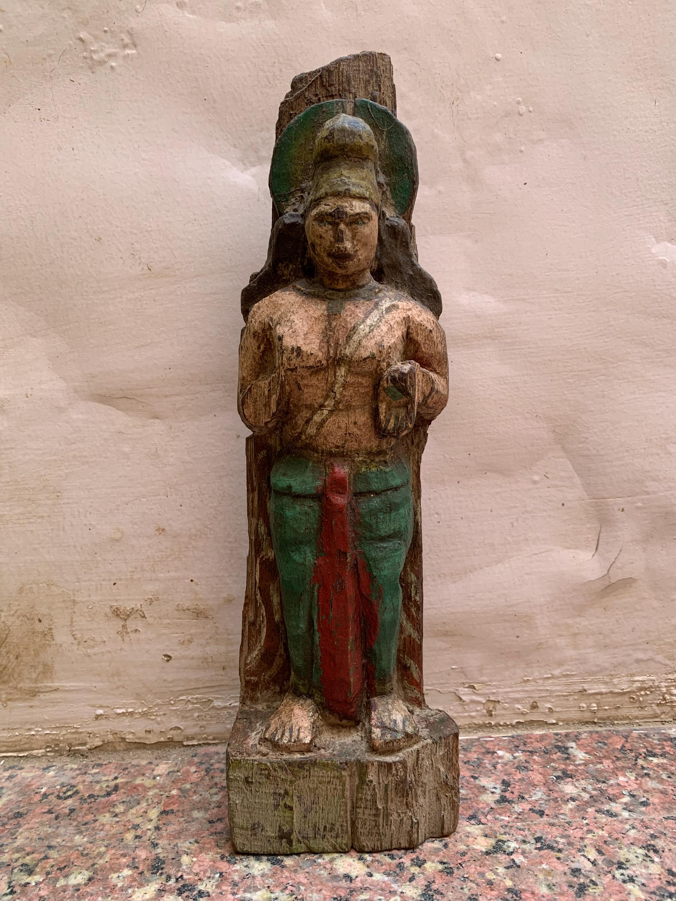 

Handmade Wood God Statue Wall Hanging: Indian Art Decor 16” X 8” X 24” (l x w x h) разноцветный