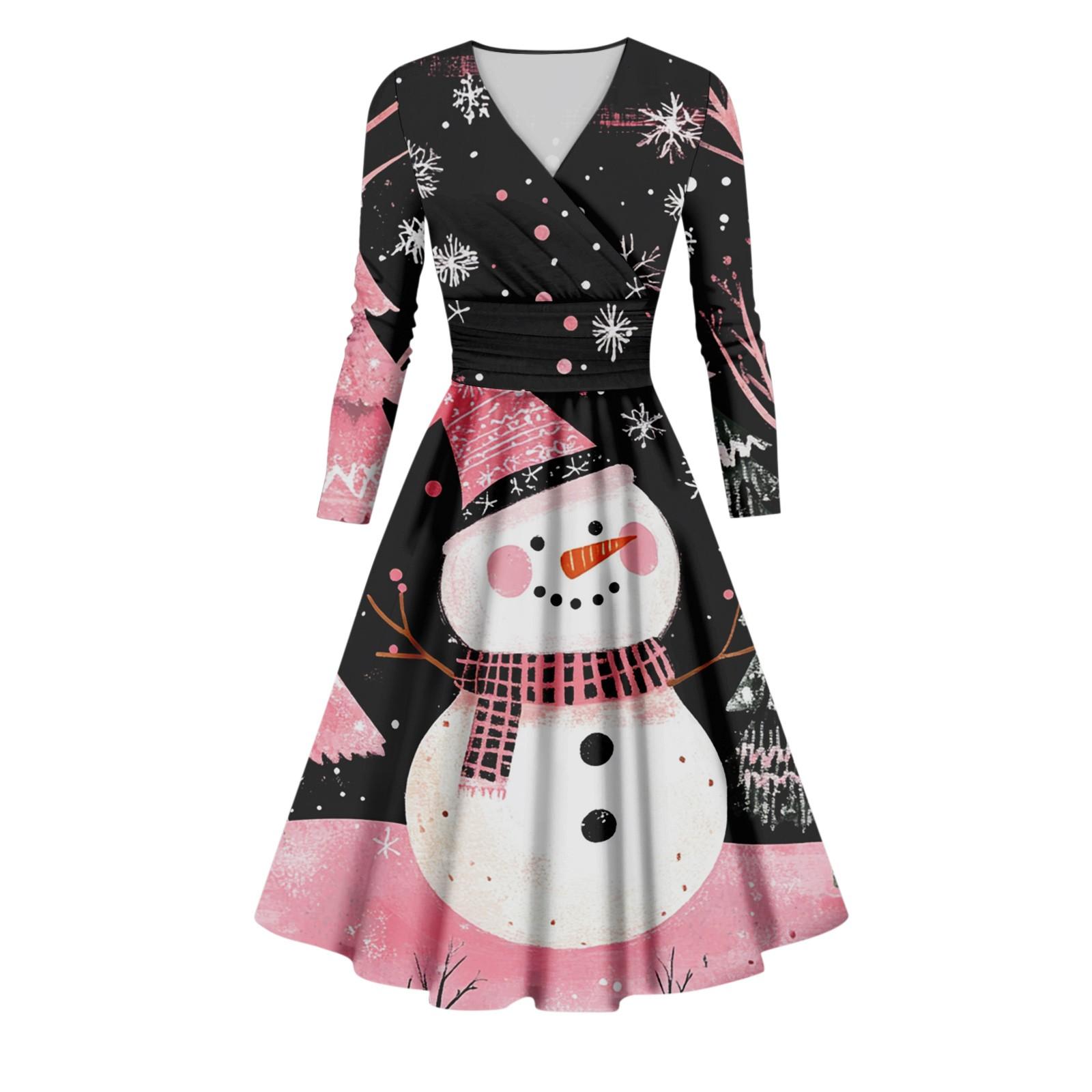 Женское повседневное и модное сексуальное платье с v-образным вырезом и длинными рукавами — фото 7