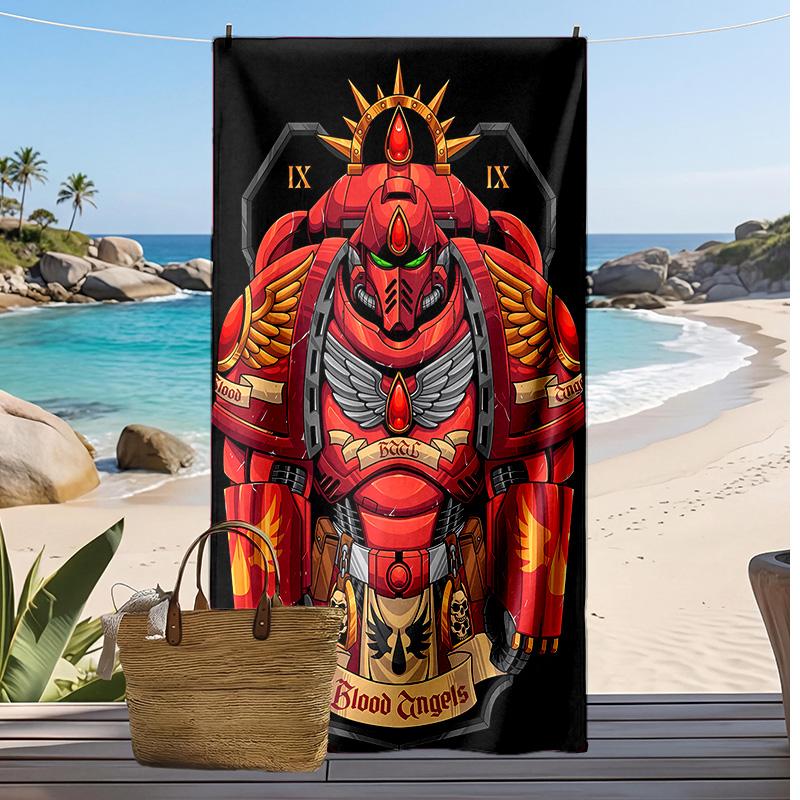 Black Printed Beach Towel Quick Dry Soft TowelPortable Large Rectangular Beach Blanket for Travel Swimming Pool