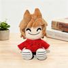 Süßes Eddsworld Tord Plüschtier 23cm Süßer sitzender Charakter Kuscheltier Rote Kapuzenjacke Weiches Plüschtier Heim-Sofa-Dekoration Geschenk für Cartoon-Comic-Sammler Fans