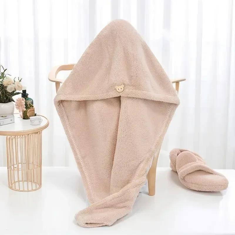 Hair Drying Hat Quick-dry Microfiber Hair Towel Cap Hat Women Bath Hat Solid Towel Cap Super Absorption Turban Hair Dry Cap 1PC