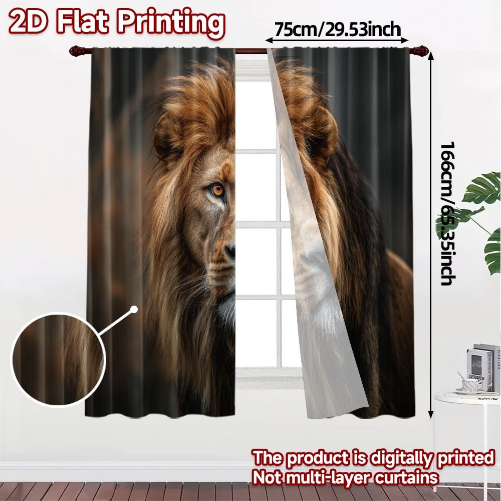 Set Of 2 Modern Flat Printing Curtains Without Rod Majesticlion Window Curtain Polyester Decorations Outdoor Made