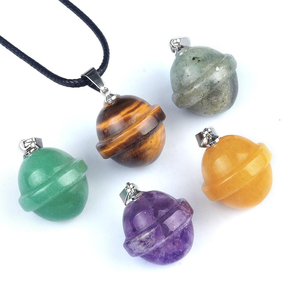 1 Stück Halskette mit Anhänger aus Natursteinkristall, Asteroiden-Edelstein, Charms mit Riemenkette, Halsketten für Frauen und Männer, Alltagsschmuck, Geschenke, 20 × 20 mm