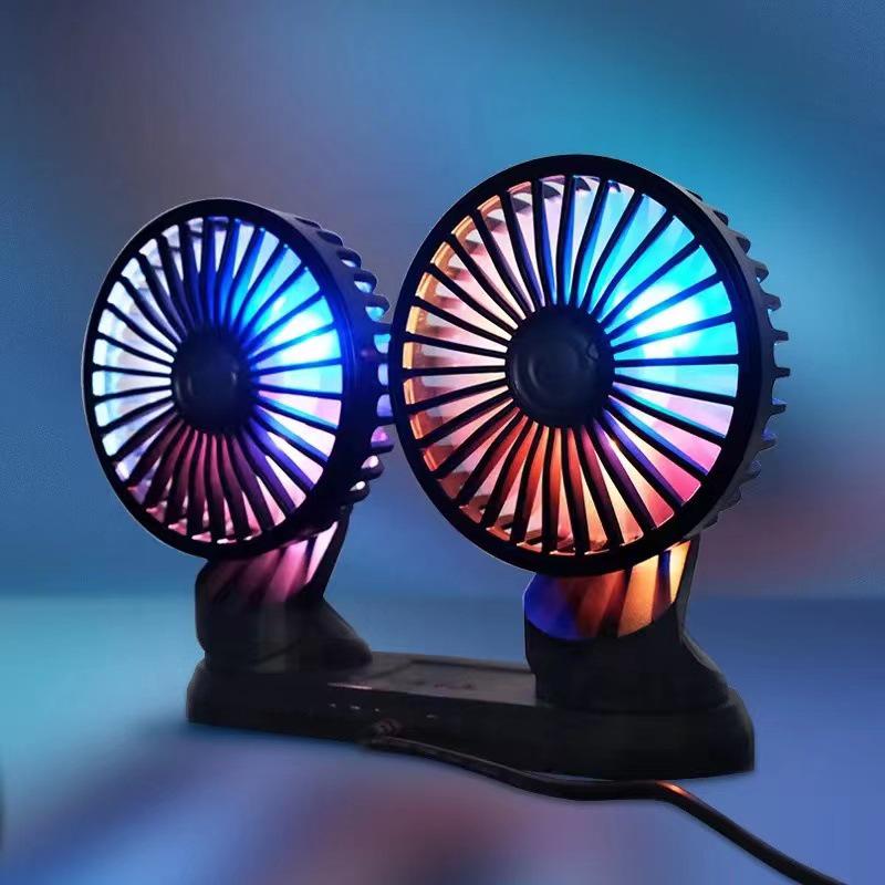 Dual-Head Rotatable Portable Car Fan