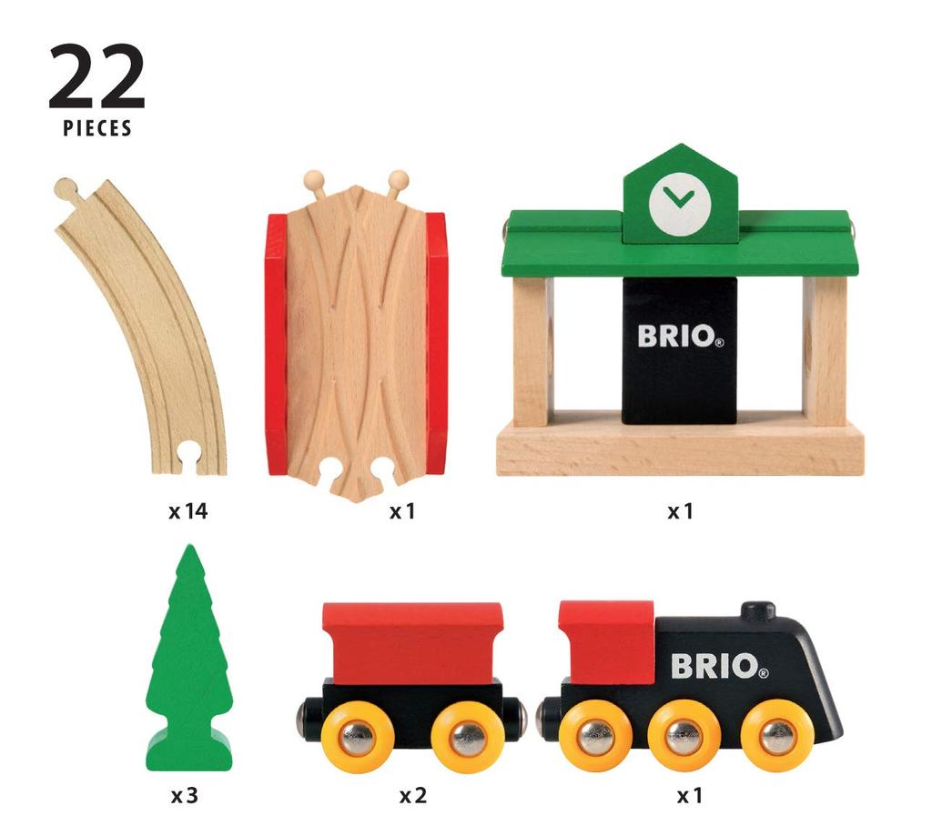BRIO Classic Rail Figure-8 Set [22 Pieces] for Ages 2 and Up (Wooden Train Toy with Rails) 33028