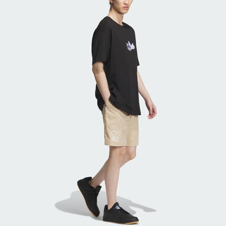 Adidas Originals Trefoil Graphic Tee With Logo Print, Relaxed Fit, Retro American Style Short Sleeve Men Tops Black IN1042