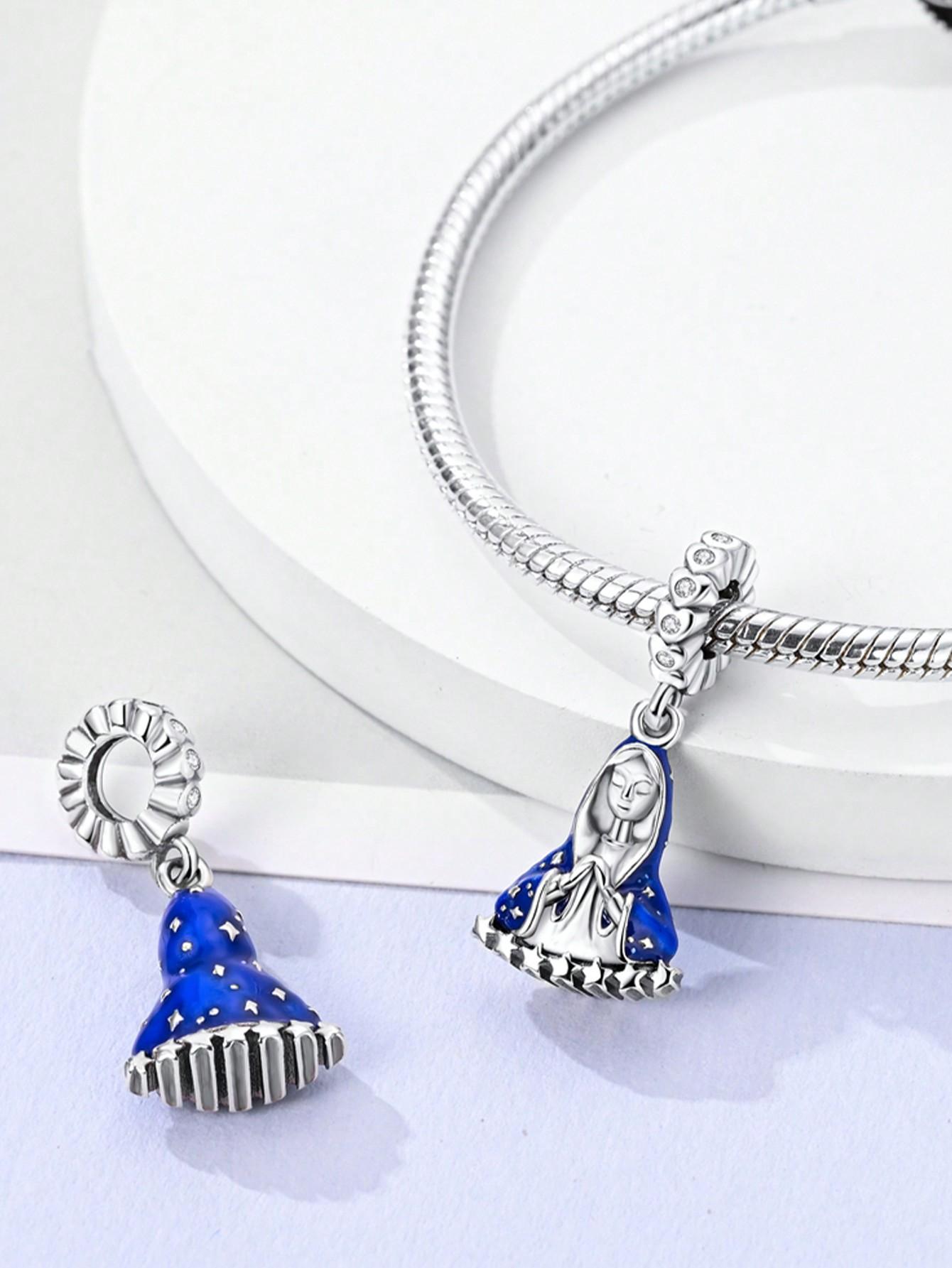 Посеребренные Оригинальные Шармы Религиозные Бусины Мадонны Подходят для Браслета Женские Украшения Подарок