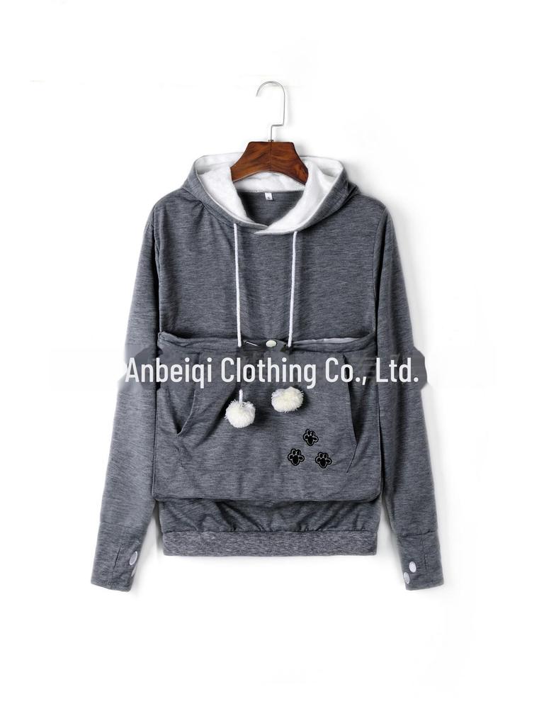 European and American Hot-Selling Embroidered Pet Hoodie with Large Pocket - Winter Plus Velvet Style