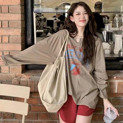 Y2k Streetwear Grafická trička Dámská Hip Hop Vintage Oversize Písmeno Dlouhý rukáv Topy Korejská Fasion Ležérní Tričko Dámské