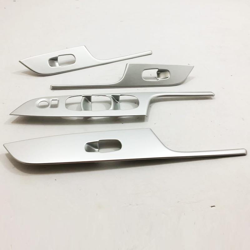 For nissan navara NP300 2015- Pickup Chrome Silver Power window switch Window lifter trim Carbon fiber Interior Door sticker