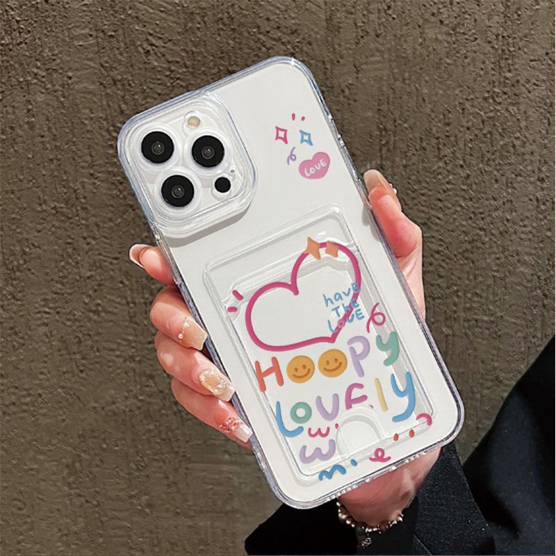 Card Slot Holder Silicone Wallet Pocket Case For Xiaomi Redmi 15 12 13 11 10 14 F Oppo A78 A58 A38 A18 Samsung A16 A26 A36 Cover Clear Phone Bumper
