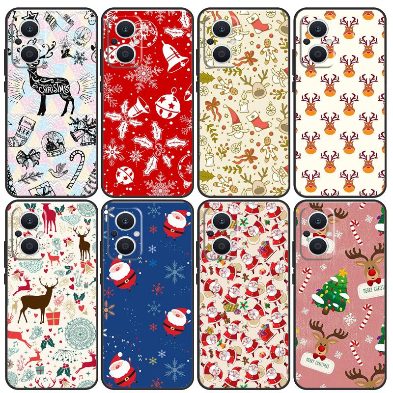 Christmas Santas seamless Deer For OPPO Reno 2Z 4Z 5Z 8T 4 5 6 7 8 Lite 10 Pro OPPO Find X5 X6 Pro X2 Lite X3 Neo Case