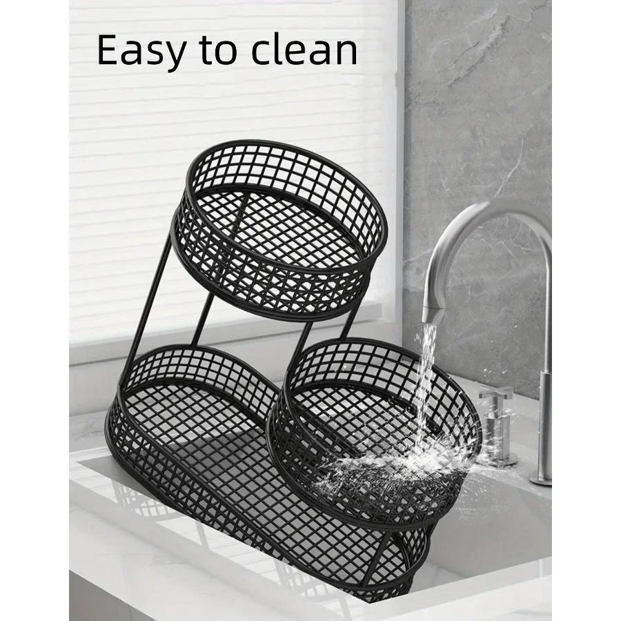 Multi Layer Kitchen Organizer Fruit Vegetable Shelf Bathroom Makeup Storage Desktop Dim Sum Storage Basket Kitchen Accessories