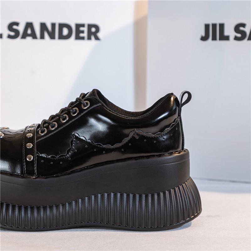 Womens Punk Style Platform Sneakers 8cm Height Increase Casual Shoes Lightning McQueen Low Top Lace Up