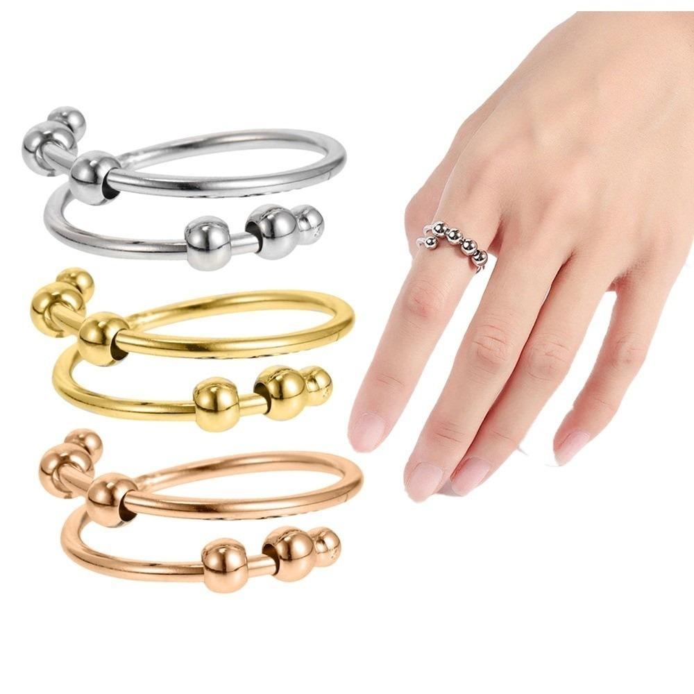 Rotating Freely Spinner Ring Open Design Adjustable Finger Ring Anti Stress Jewelry School