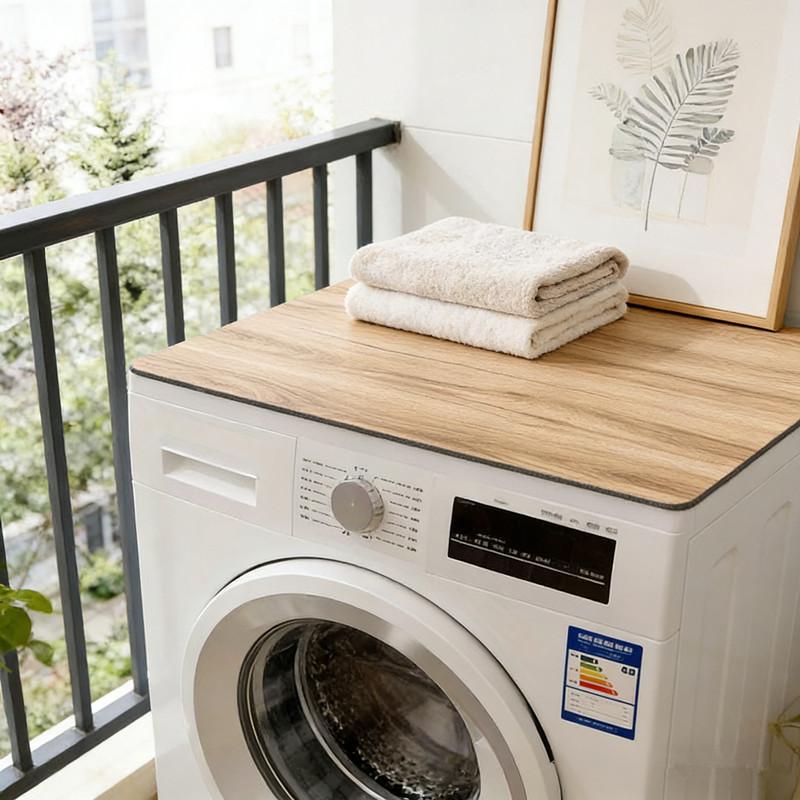 1 Pezzo Tappetino Copri Lavatrice Effetto Legno Chiaro, Assorbente Antiscivolo Asciugatura Rapida Protezione Piano Cucina Bucato Decorazione Casa