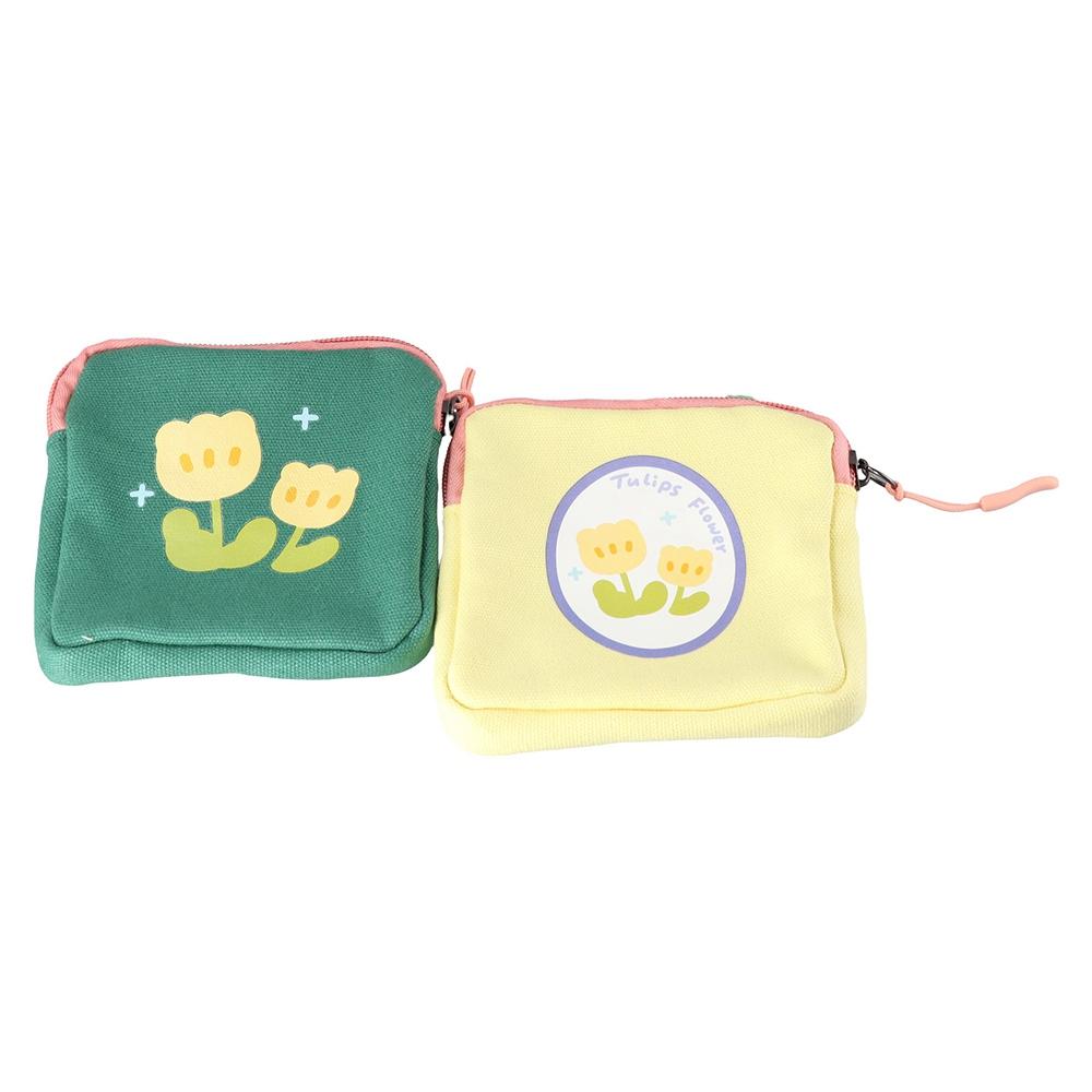 Bag Floral Printing Coin Money Bags Tulip Coin Purse Women Change Storage Bag Lipstick Cosmetic Bag