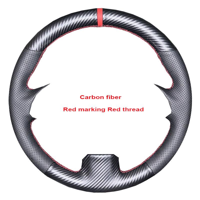 CIMF6 Custom Carbon Fiber Leather Car Steering Wheel Cover For Ford Focus 2 2005-2011 (3-Spoke) Anti-Slip Fix Worn OEM Wheel