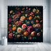 Retro Floral Schwarzes Muster Duschvorhang Waschbar Schmutzabweisend Duschkopf Wasserdicht Polyester Badvorhang Für Heimdeko