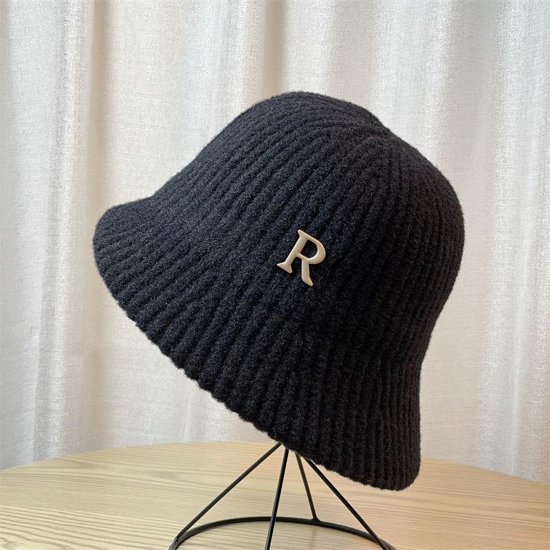 Striped Autumn and Winter Versatile Fisherman Hat Feminine Fashion Bucket Hat Foldable Winter Warmth and Windproof