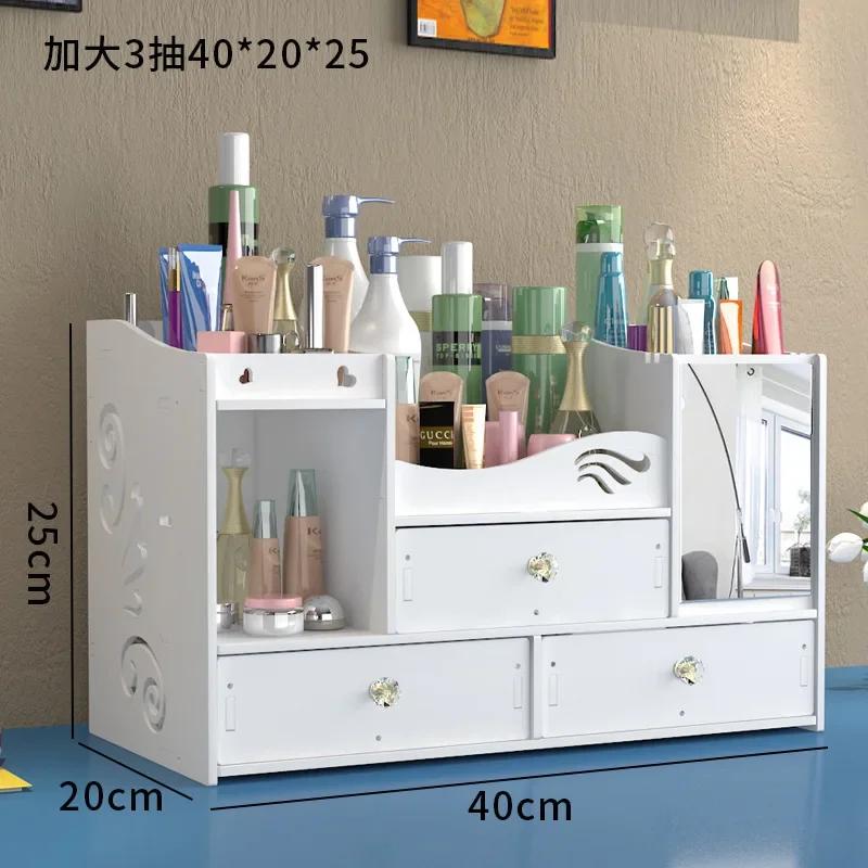Large Dressing Table With Mirror And Drawer Storage Makeup Bedroom Furniture Desktop Storage Makeup Vanity Box Home Furniture