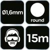 Round trimmer line, diameter 1.6 mm, length 15 m