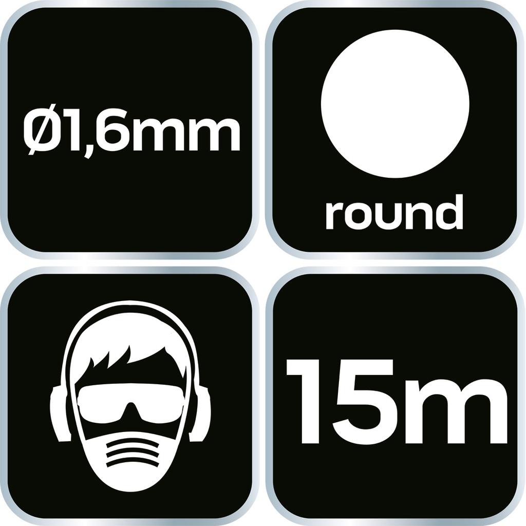 Round trimmer line, diameter 1.6 mm, length 15 m