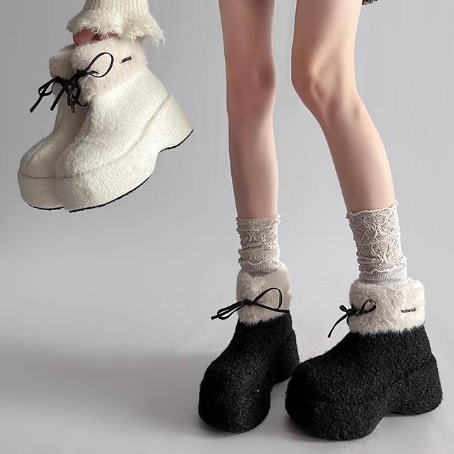 Northeast casual platform short snow boots for children in autumn and winter 2025 new round head thickened velvet large cotton shoes