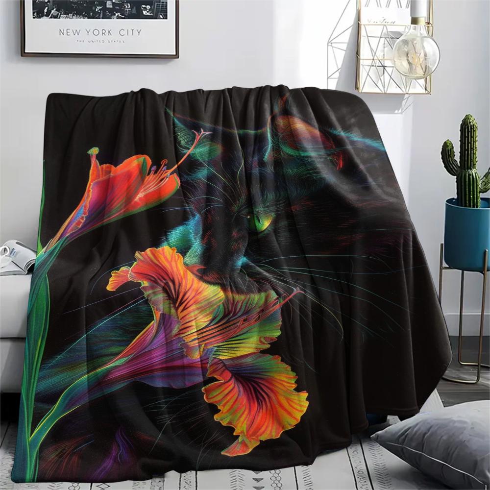 1Pc Cartoon Print Flannel Blanket, High Quality Comfortable for All Seasons, Home Decor, Warmth and Comfort, Perfect for Christmas Birthday Gift