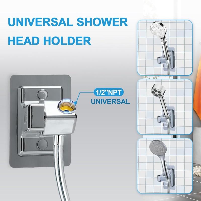360° Adjustable Self-Adhesive Wall Mounted Shower Holder Bracket Stand Bathroom