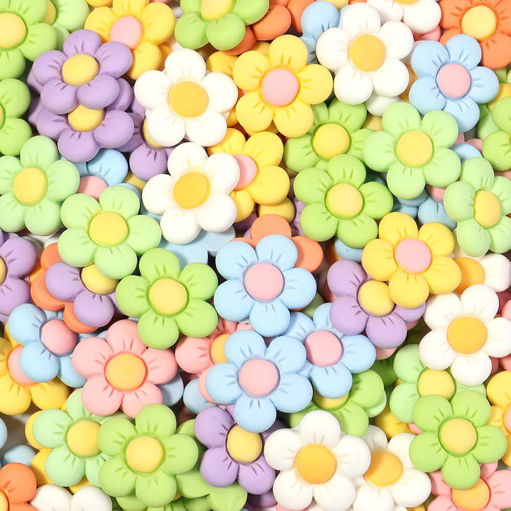 20pcs Flatback Resin Flowers Colorful Cute Flower Cabochon Scrapbooking For Home Decor DIY Crafts Clothing Hairpin Accessories