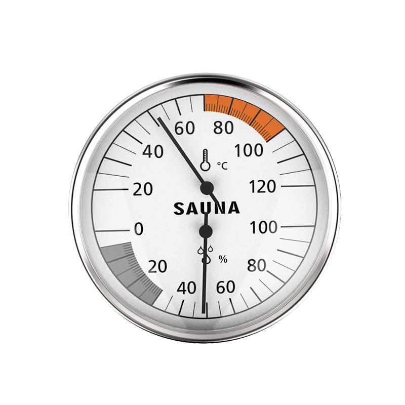 Wandgemonteerde Aluminium Thermohygrometer: Batterijvrije Hoge Temperatuur & Vochtigheidsmeter voor Sauna Stoomruimtes