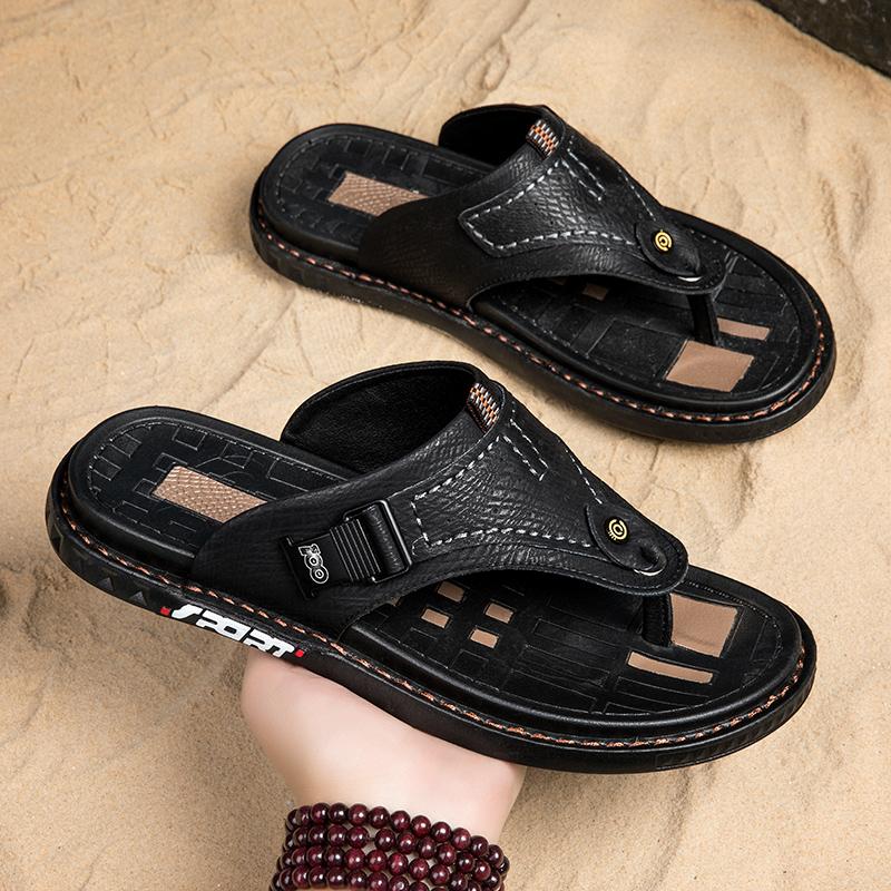 Letní kožené pánské žabky Outside Pánské pantofle Velikost 38-45