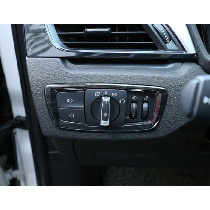 Black Wood Grain 2016-21 For BMW X1 F48 Car Headlight Switch Control Cover Trim