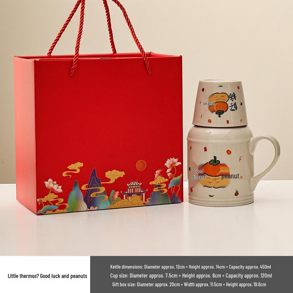 Ru Kiln Ceramic Insulated Teapot Set: Mute Thermos Pot with Teacup and Lid, Large Capacity, Chinese Style Office Cup.
