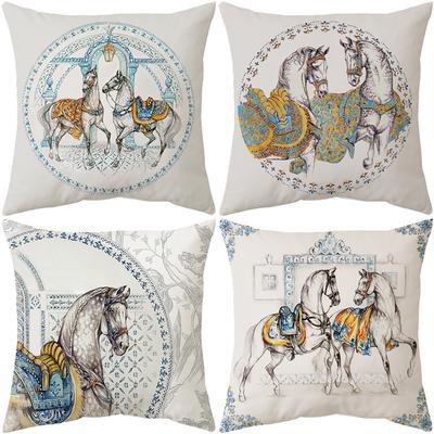 Funda de Almohada Estampada Simple Nueva Funda de Almohada Estilo Almohada Cojín de Tela para el Hogar Caballo