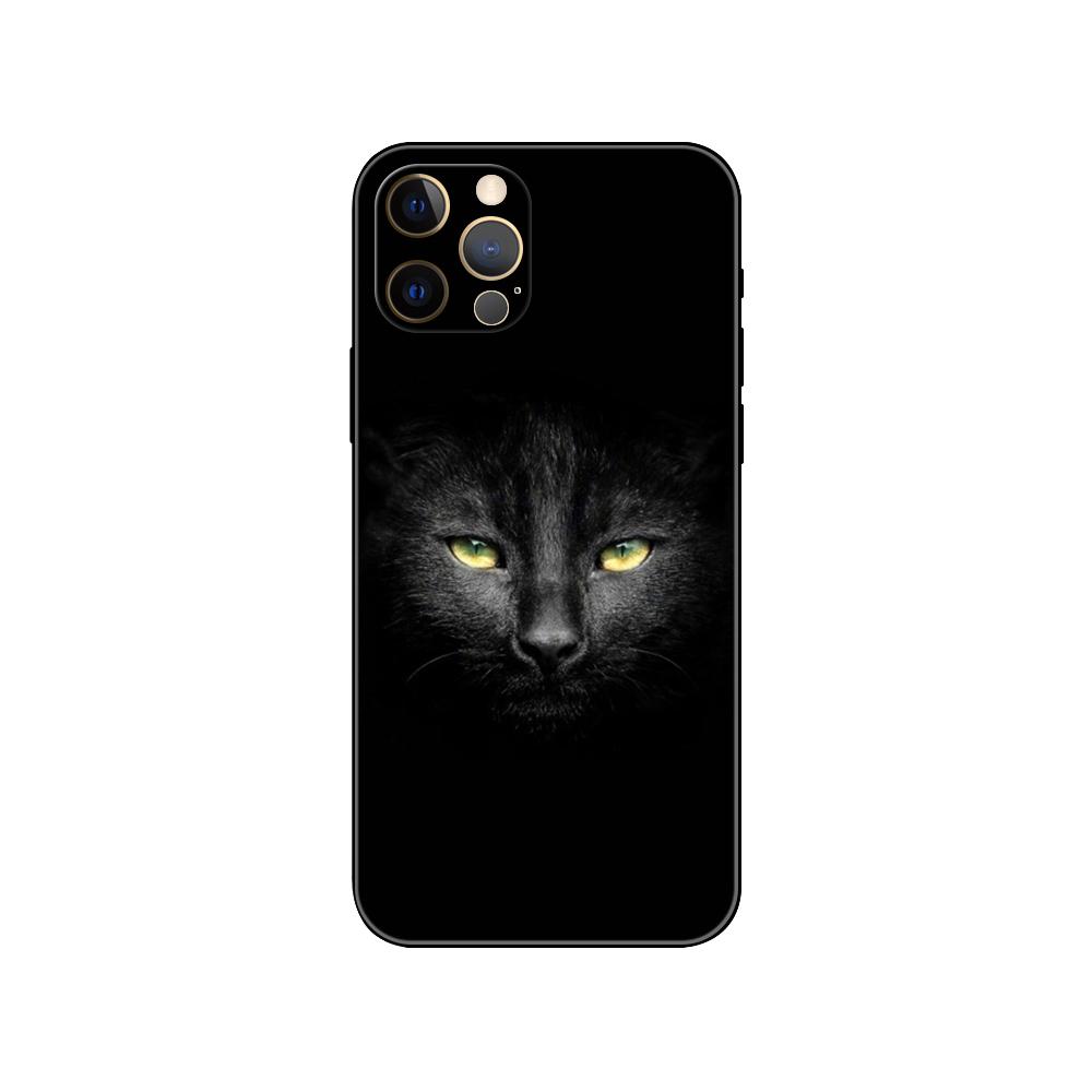 Cat Staring Eye Phone Case for Iphone 5 5s 2020se 6 6s 7 8 Plus X 10 XR XS 11 12 13 Mini Pro MAX Black Tpu Back Cover
